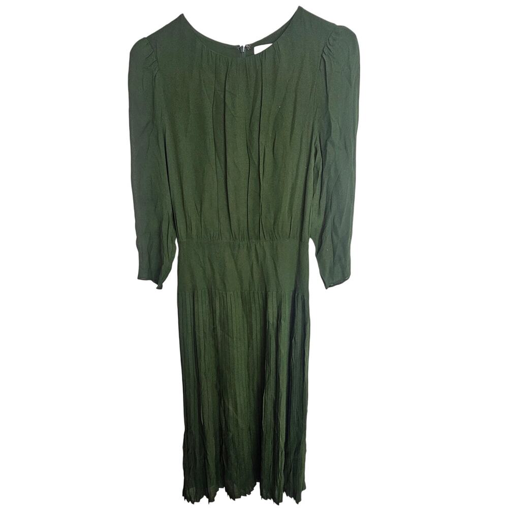 Reformation Womens Sabra Pleated Midi Dress Sz 6 Fern Green Teachercore Academia - Picture 2 of 10
